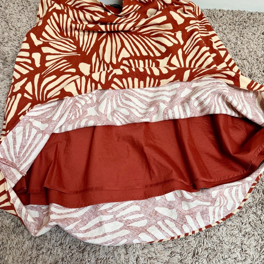 Banana Republic Factory Linen Blend Skirt Orange & Cream Tropical Size Large - Picture 6 of 10